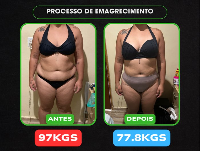 Antes e depois de aluna — de 97kg para 77.8kg