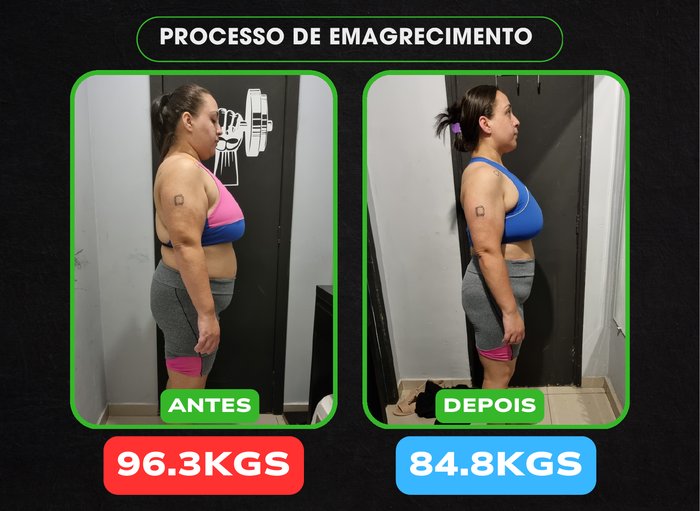 Antes e depois de aluna — de 96.3kg para 84.8kg