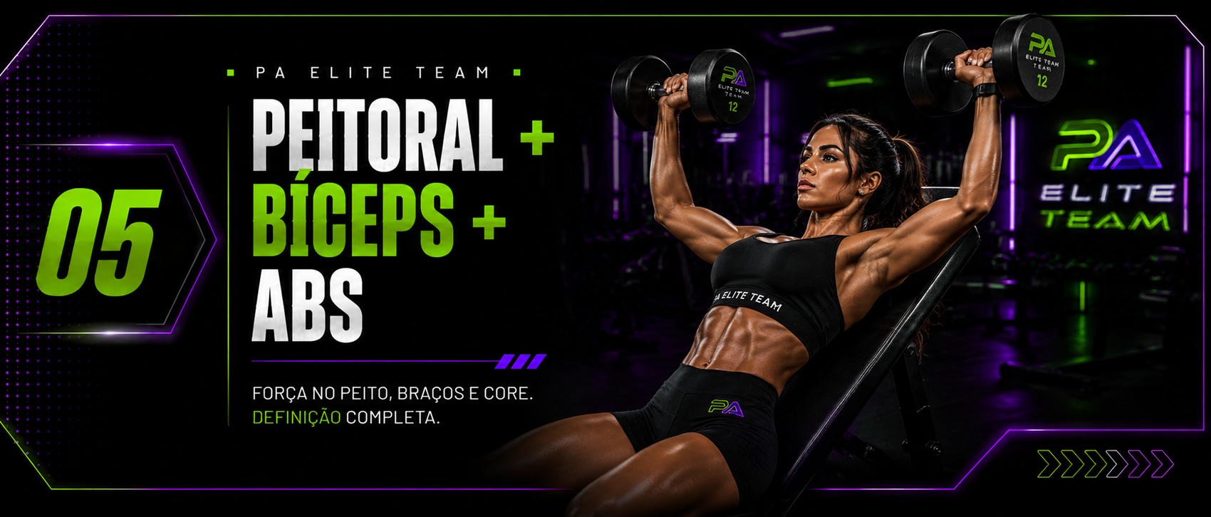 Treino 5 — Peitoral + Bíceps + Abs