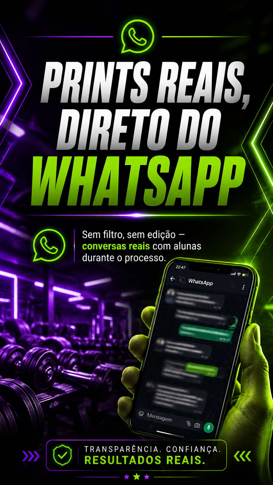 Prints reais direto do WhatsApp